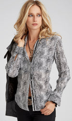 Petite Cheetah  Print Button Down Shirt