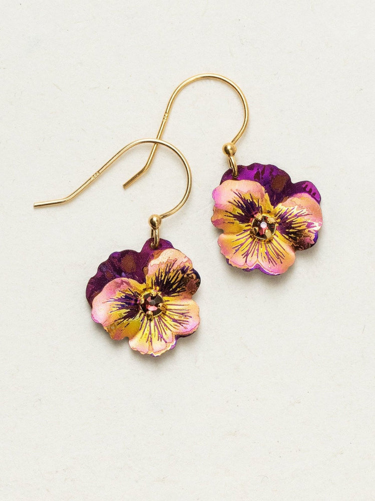 Garden Pansy Drop Earrings