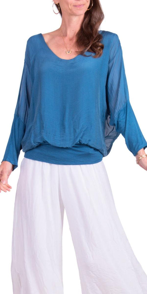 Sheer Silk Batwing Blouse
