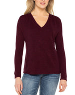 Long Sleeve V Neck Top with Shirring