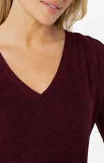 Long Sleeve V Neck Top with Shirring