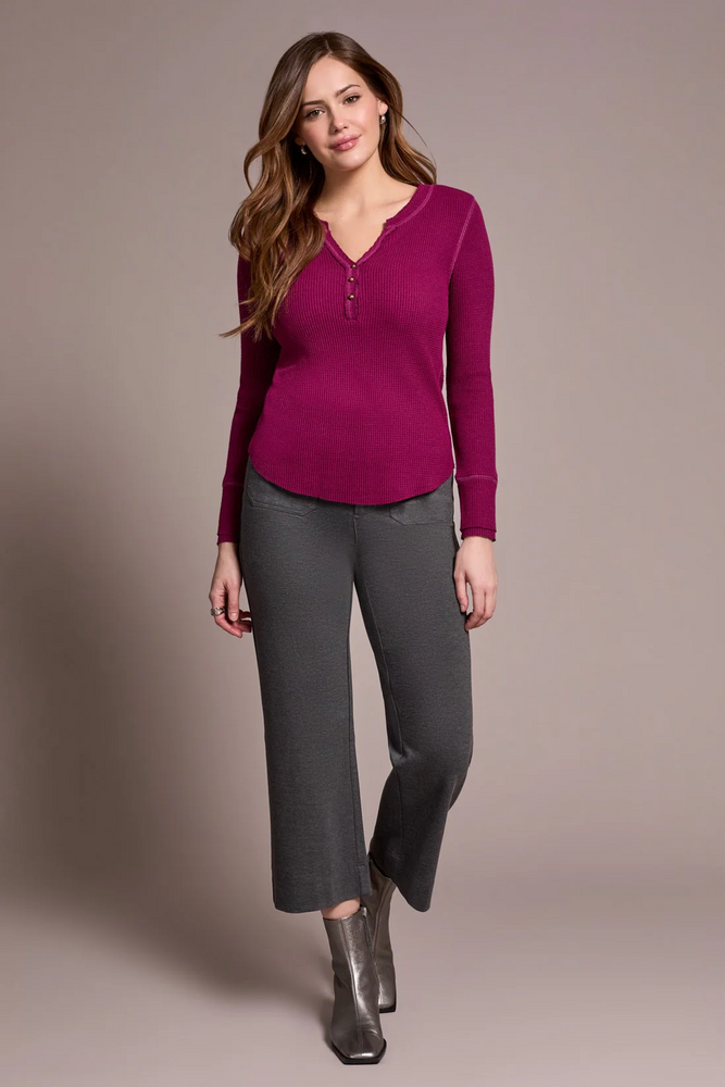 Waffle Knit Henley Top