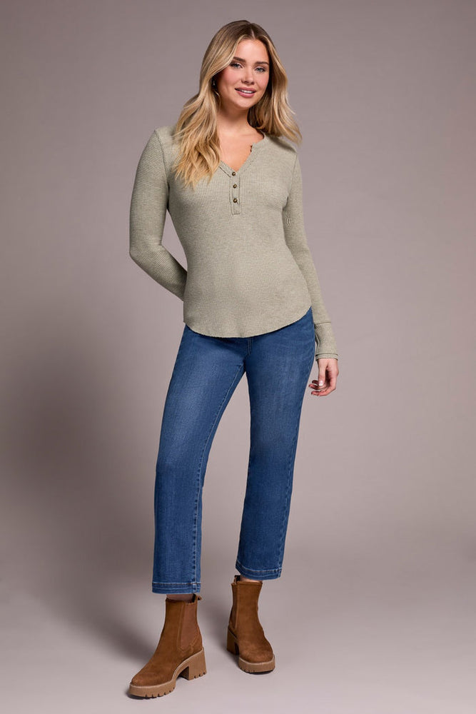 Waffle Knit Henley Top