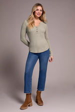 Waffle Knit Henley Top