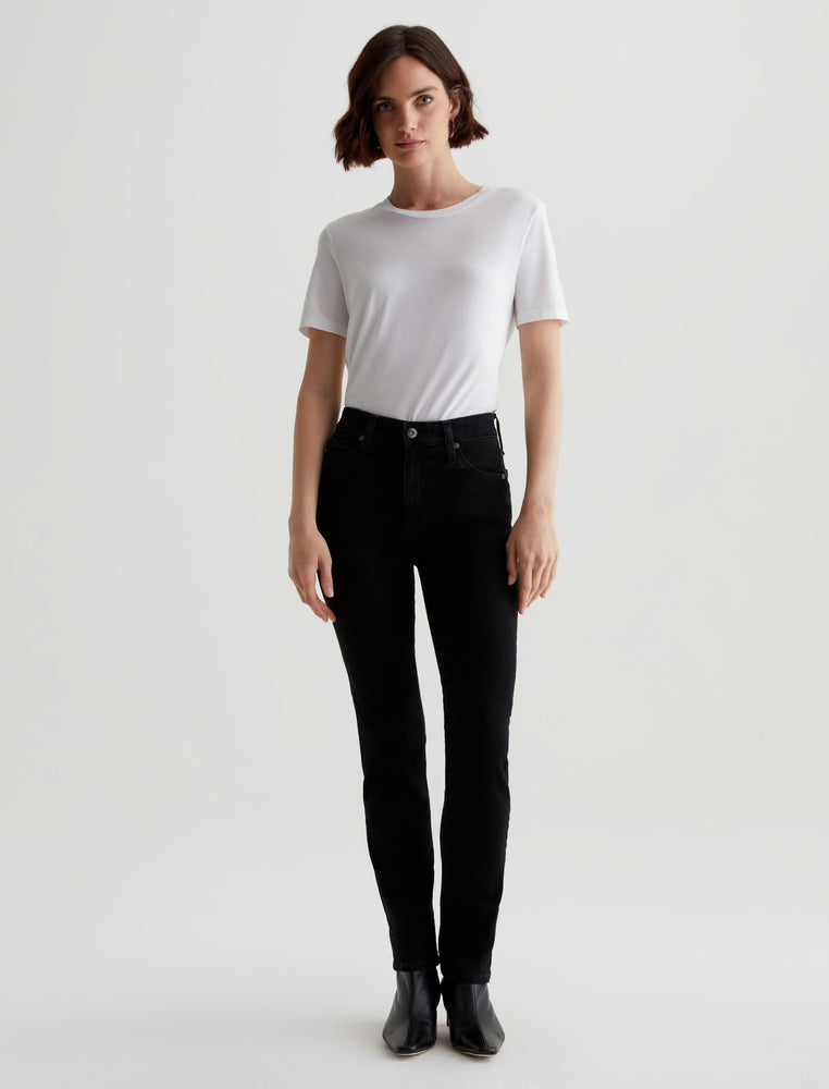 Mari Mid Rise Slim Straight Leg Jean  Black