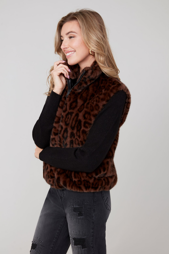 Faux Fur Vest Leopard