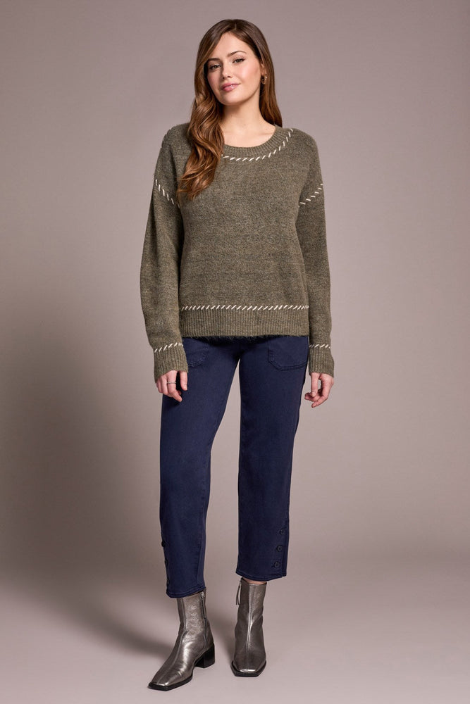 Saddle Stitch Crew Neck Sweater