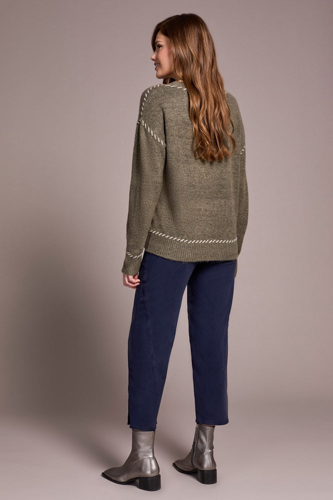 Saddle Stitch Crew Neck Sweater