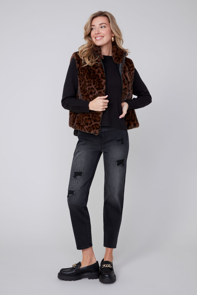 Faux Fur Vest Leopard