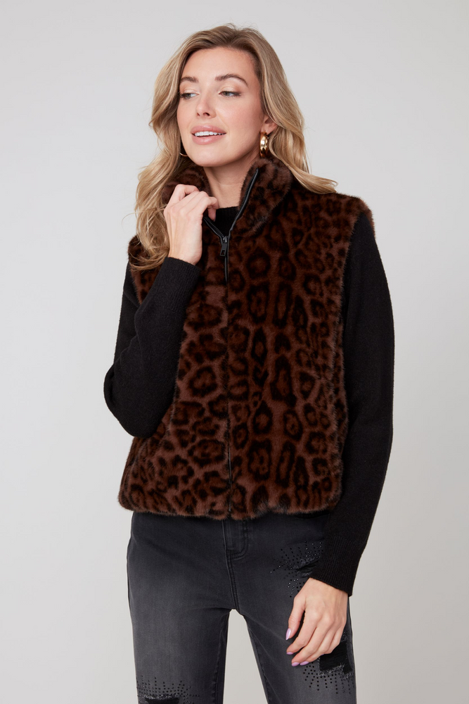 Faux Fur Vest Leopard