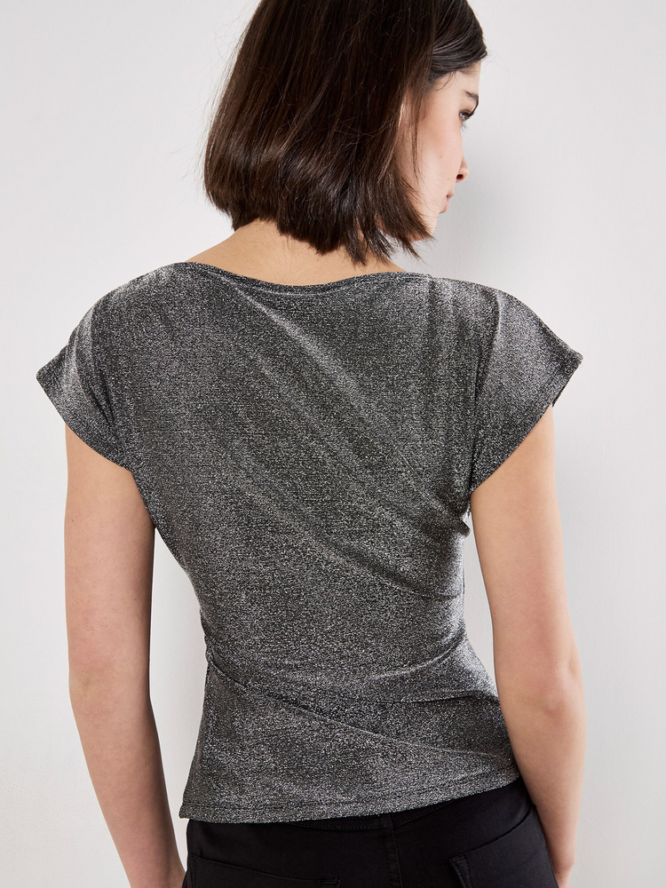 Sparkle Side Ruched Wrap Top