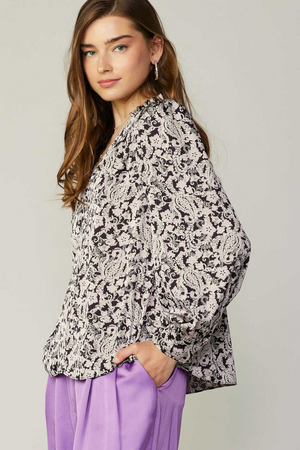Jacquard paisley print blouse