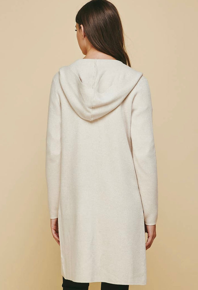 Long Knit Cardigan with Hood