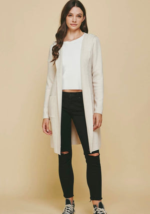 Long Knit Cardigan with Hood