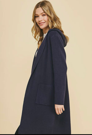 Long Knit Cardigan with Hood