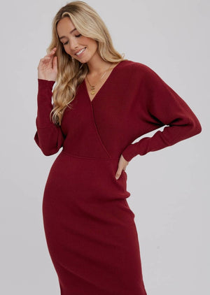 
            
                Load image into Gallery viewer, Faux Wrap Sweater Dress
            
        