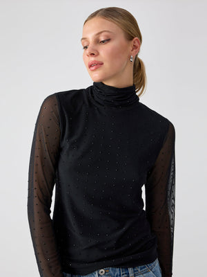 Mesh Top with Rhinestones