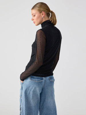 Mesh Top with Rhinestones