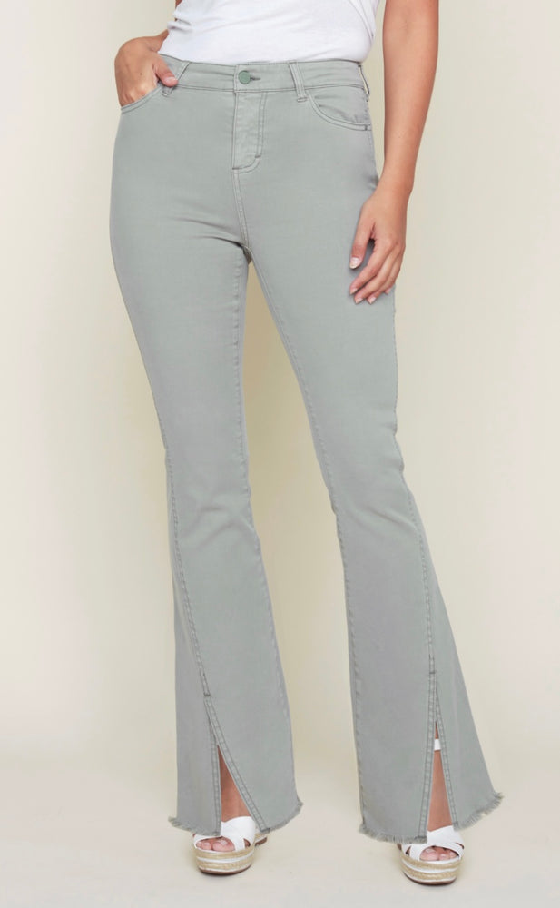 Flared  pant with slit Sage green