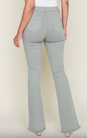 Flared  pant with slit Sage green