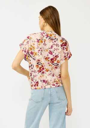 Twist Front Dolman Sleeve Button Down Top