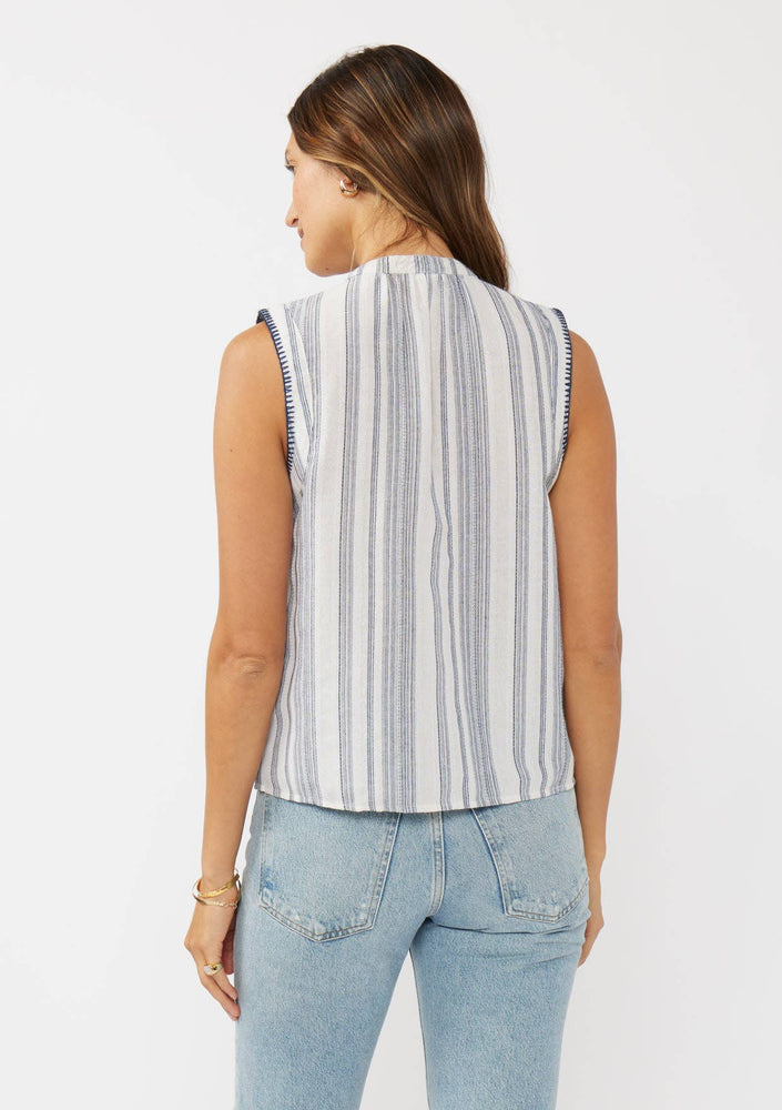 Yarn-Dyed Button-Down Tie Front Tank