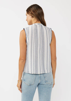 Yarn-Dyed Button-Down Tie Front Tank