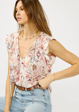 Crinkle Floral Tie Top