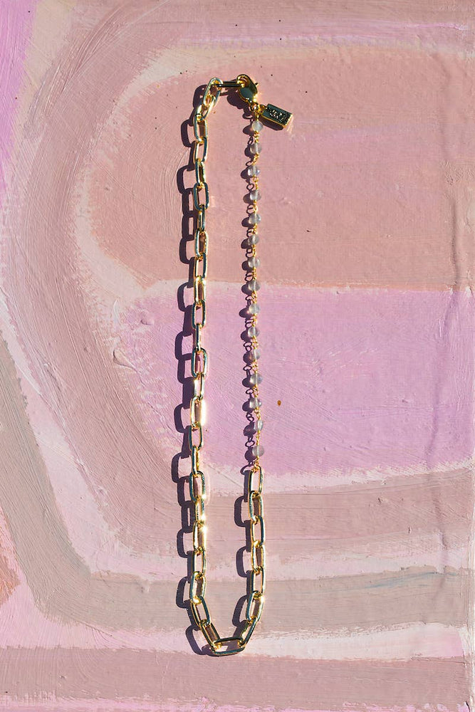 Gia Necklace Paperclip chain with Labradorite
