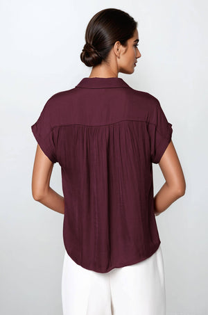 Short Sleeve Button Down Blouse