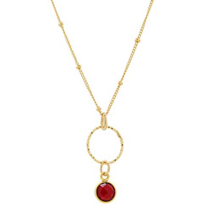 Textured Hoop Necklace with Stone