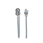 CZ post with chain earring