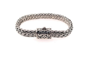
            
                Load image into Gallery viewer, Small Handwoven Sterling Silver Bracelet with Byzantine Cutout Design - Accent&amp;#39;s Novato
            
        