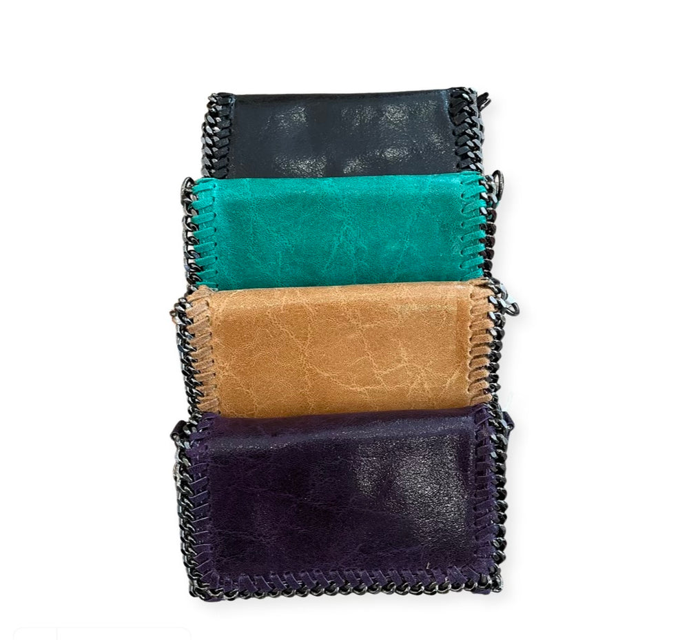 Crossbody/ Clutch with chain trim and strap
