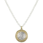 Flower Patterned Disc Necklace - Accent's Novato