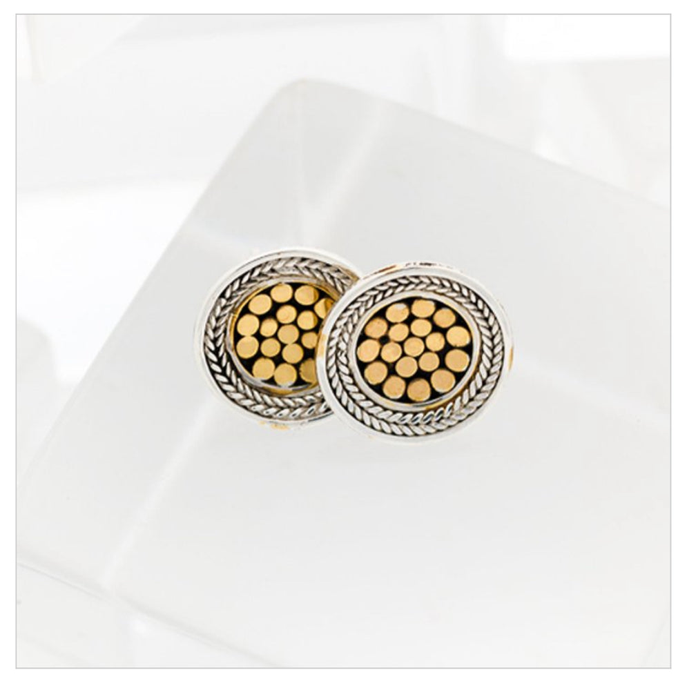 
            
                Load image into Gallery viewer, Be A Light French Wrap Concave Disk Post Earrings - Accent&amp;#39;s Novato
            
        