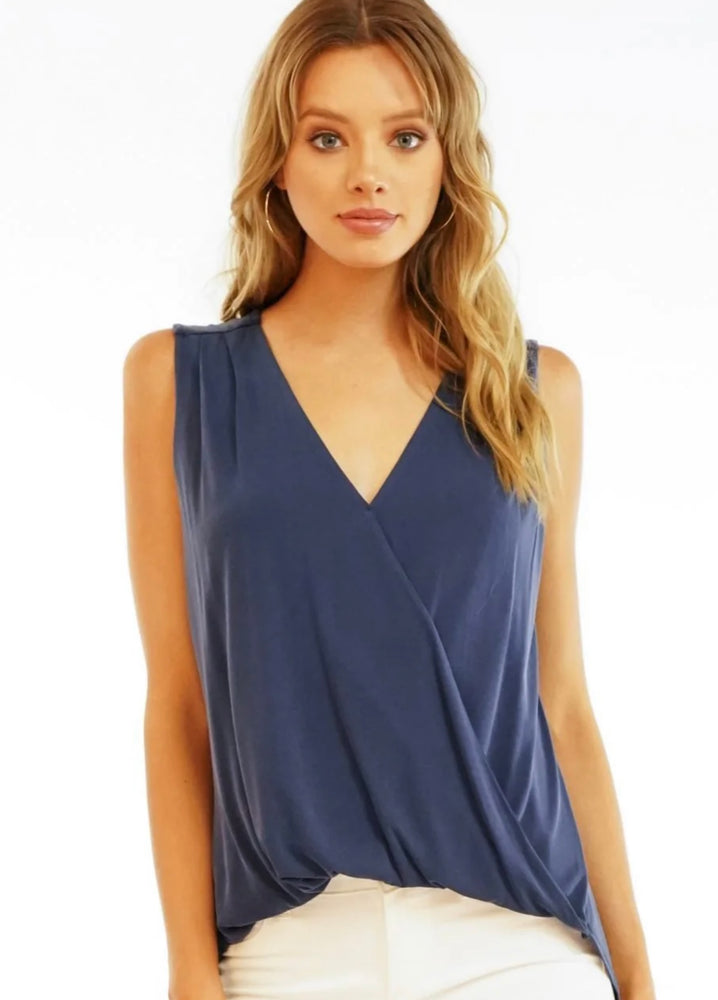Sleeveless Cupro Surplice Top