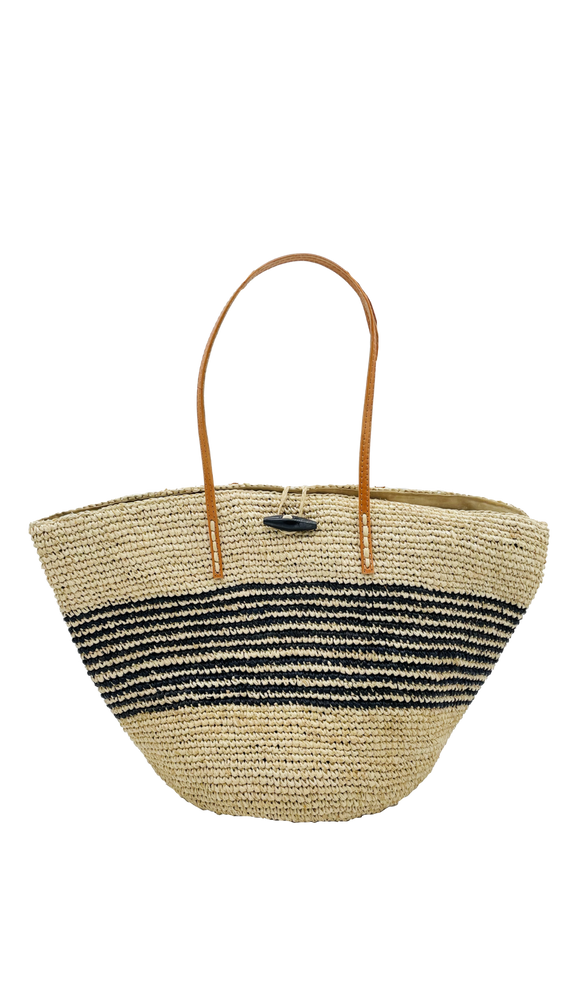 Kerry Crochet Straw Bag with Stripes