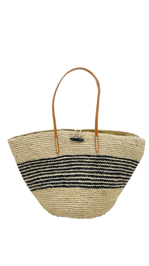 Kerry Crochet Straw Bag with Stripes