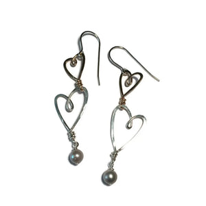 
            
                Load image into Gallery viewer, 2 Heart Earrings - Gold and Silver - Accent&amp;#39;s Novato
            
        