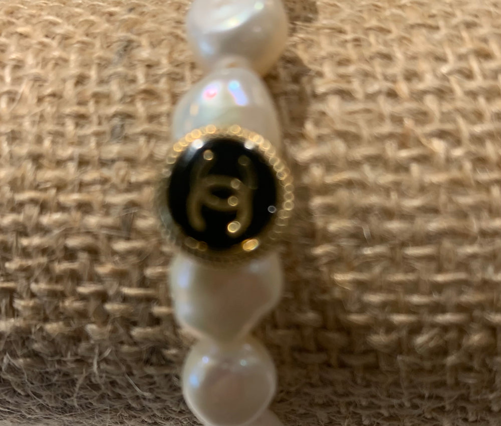 Pearl / Chanel Button Bracelet small