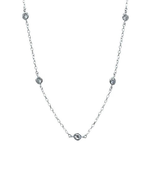 Silver plated chain with CZs  16” or 36”