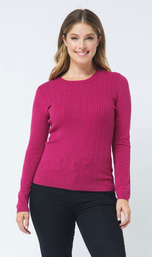 Crew Neck Cable Knit Sweater