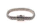 Large Handwoven Sterling Silver Bracelet with Byzantine Cutout Design - Accent's Novato
