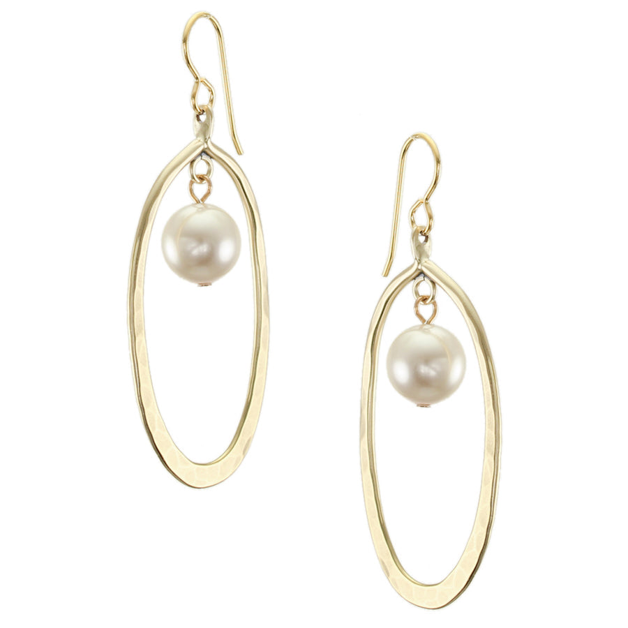 Oval Hoop with Pearl