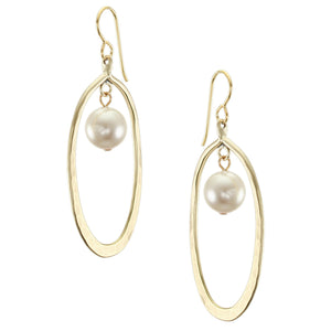 Oval Hoop with Pearl