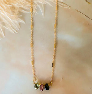 
            
                Load image into Gallery viewer, Triple Stone Necklace Watermelon Tourmaline
            
        