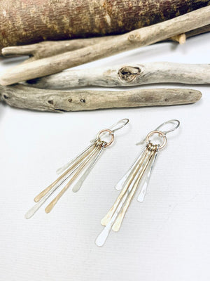 
            
                Load image into Gallery viewer, Hammered Fringe Earrings
            
        