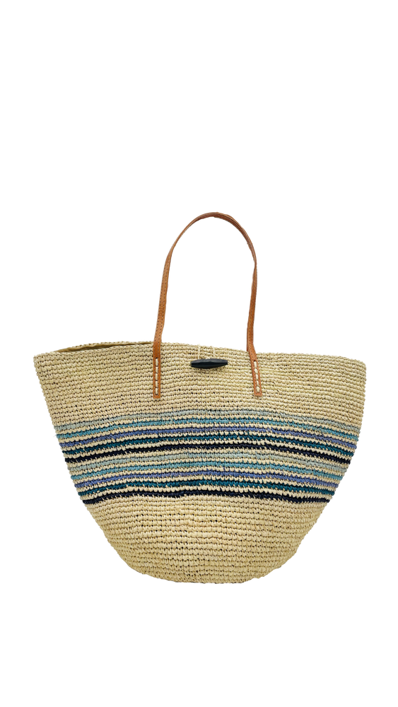 Kerry Crochet Straw Bag with Stripes