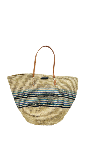 Kerry Crochet Straw Bag with Stripes